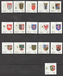 Germany Sc# 1699-1714 MNH 1992-1994 Coats of Arms