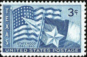 1945 Texas Statehood, Single 3c Postage Stamp - Sc# 938 - MNH,OG