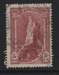 Australia   #177  used   1938  coronation queen 5sh