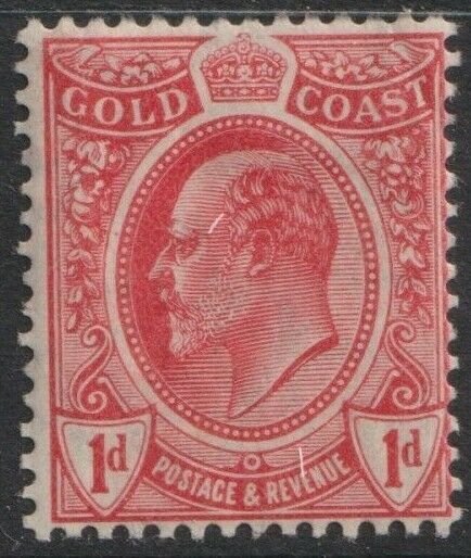 Gold Coast Sc# 66 KEVII 1 pence 1908 issue MMH CV $9.50