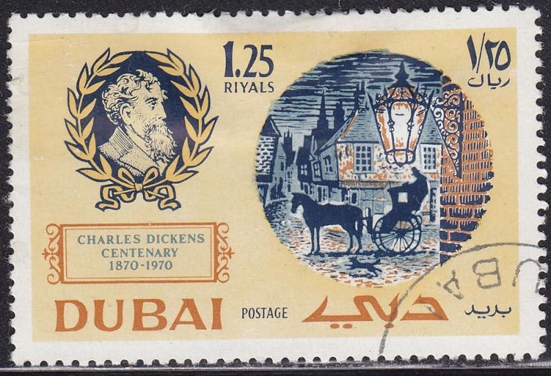 Dubai 129 CTO 1970 Charles Dickens Centenary