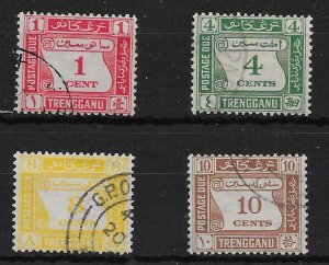 MALAYA TRENGGANU SGD1/4 1937 POSTAGE DUE SET USED