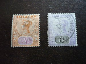 Stamps - Tasmania - Scott# 76, 79 - Used Part Set of 2 Stamps