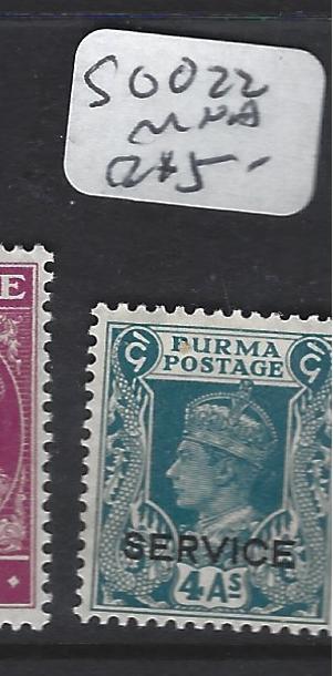 BURMA   (P3007B)  KGVI    SERVICE 4A  SG 022   MNH