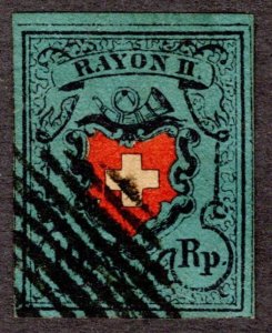 1850 Switzerland, Wrong Denomination, Used, Forgery, Scott #5