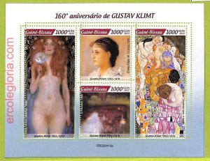 B0396 - GUINE-BISSAU - MISPERF ERROR Stamp Sheet - 2022 - Gustav Klimt, ART-