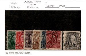 United States Postage Stamp, #300-306 Used, 1903 (AF)