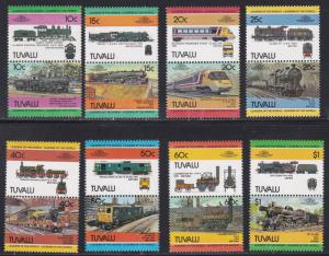 Tuvalu # 236 / 245, Locomotives of the World, Pairs Mint NH. 1/3 Cat.