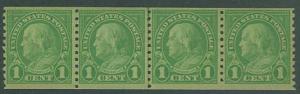 USA SC#597 1c Franklin Rotary Coil Joint Line strip of 4 MNH