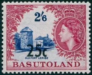 Basutoland 1961 25c on 2s6d bright ultramarine & crimson-lake Type III SG66b MNH