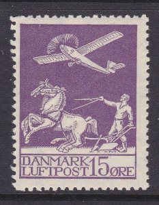 Denmark Scott C2, 1926 15 ore Air Mail,  F/VF MNH. Scott $175