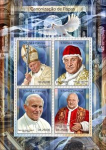 St Thomas - 2014 The Canonization of Popes  4 Stamp Sheet ST14304a