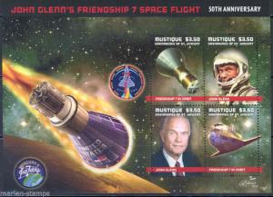 MUSTIQUE 50th ANNIVERSARY OF FRIENDSHIP 7 FLIGHT JOHN GLENN  SHEET