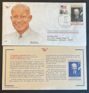 IKE/DWIGHT D EISENHOWER #1383 OCT 14 1983 ABILENE KS FIRST DAY COVER (FDC) BX6