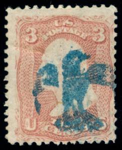 MOMEN: US STAMPS #65 USED FANCY BLUE EAGLE SKINNER-ENO PA-B16 PSE CERT