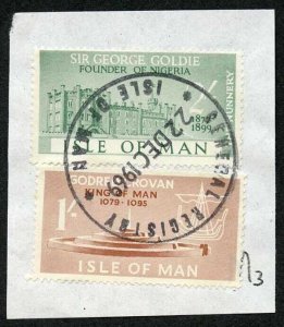 Isle of Man 2/- Green and 1/- Brown QEII Pictorial Revenues CDS On Piece