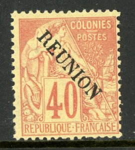 Reunion 1891 French Colonial Overprint 40¢ Red  MINT T504