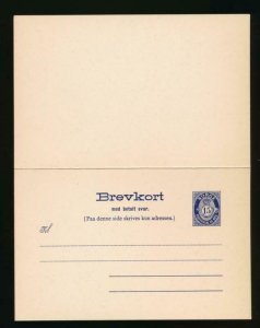 NORWAY Mi. P62 POSTAL STATIONERY POSTAL CARD 15+15 PD REPLY