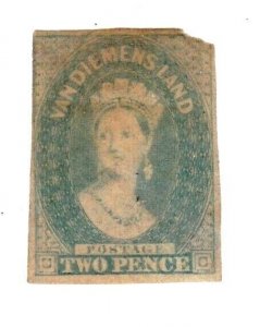 Tasmania stamp #9b, pale blue, used,   CV $180.00