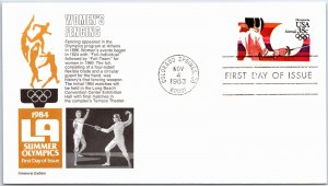 1984 LOS ANGELES SUMMER OLYMPICS WOMEN'S FENCING ON ARISTOCRAT CACHET COVER FDC
