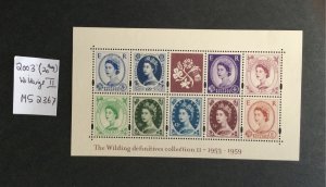 MS2367 GB mint minisheet. 2003 Wildings definitives II.  1953-1959