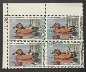 MOMEN: US STAMPS DUCK #52 PLATE BLOCK MINT OG NH LOT #54087