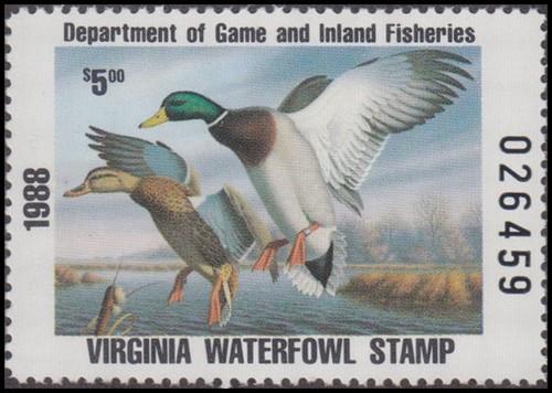 1988 Virginia State Duck Stamp Mint Never Hinged VF