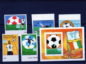 Ivory Coast 1978 Sc#466/471 WORLD CUP ARGENTINA'78 Set+S/S IMPERFORATED