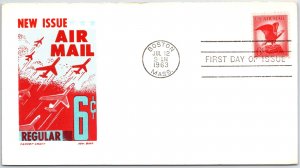 U.S. FIRST DAY CARD 6c RED EAGLE AIR MAIL STAMP C67 ON KEN BOLL CACHET 1963