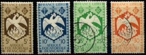 French Equitorial Africa SC# 142-5 Phoenix MH 5c, 10c :: Used 25c 30c