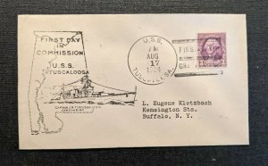 1934 USS Tuscaloosa First Day Navy Cover to Buffalo NY