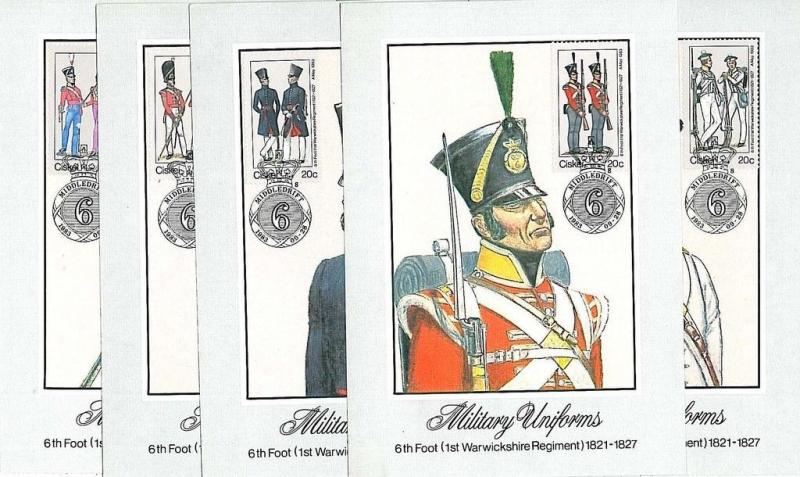 MILITARY UNIFORMS : set of 5 MAXIMUM CARD - CISKEI 1983