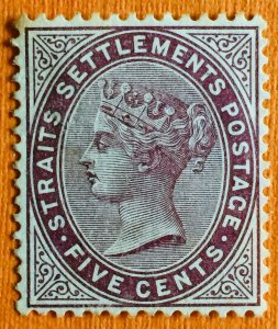 Malaya Straits Settlements 1882 QV 5c CC Purple-Brown MNG SG#48 M3168