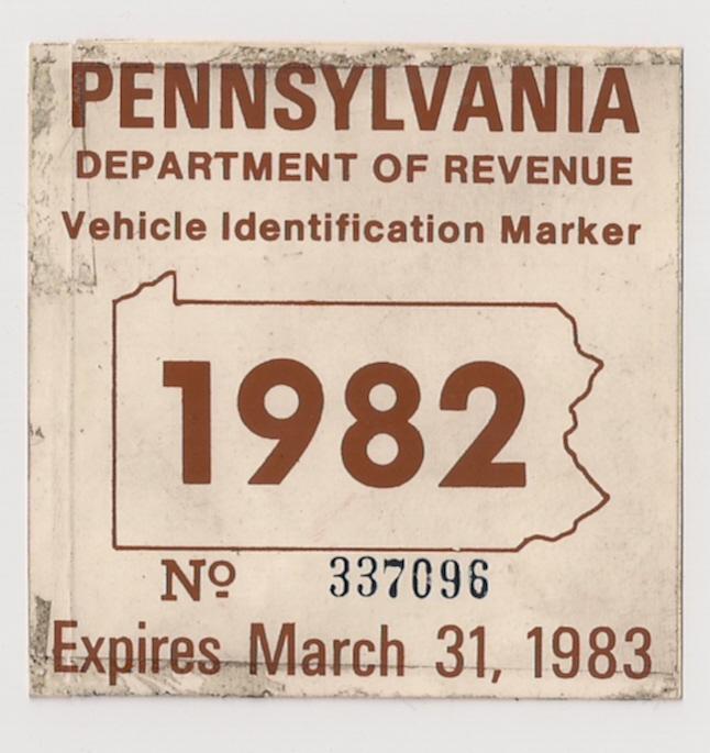 PENNSYLVANIA truck fuel sticker 1982 has backing but is used