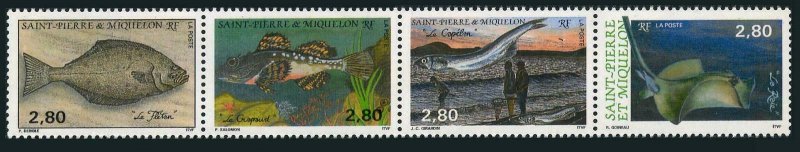 St Pierre & Miquelon 592 ad strip,MNH.Michel 658-661. Fish,1993.