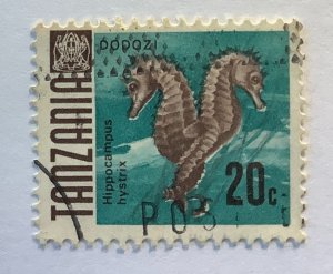 Tanzania 1967 Scott 22 used - 20c, Fish, Spiny Seahorse