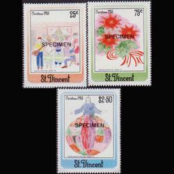 ST.VINCENT 1985 - Scott# 903-5 Xmas Specimen Set of 3 NH