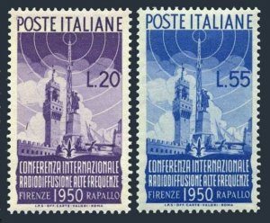 Italy 538-539, hinged. Mi 796-797. Shortwave Radio Conference, Florence, 1950.