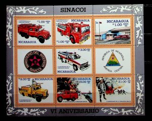 NICARAGUA Sc 1483a NH MINISHEET OF 1985 - FIRE DEPARTMENT - (CT5)