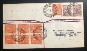 1929 Mollendo Peru Airmail Cover To Pittsburgh PA USA Via Canal Zone