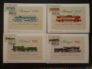 railroads trains set of 4 maximum card Portugal 1981 (50% discount possible)