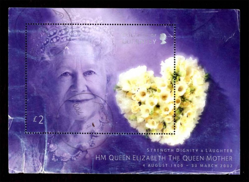 Guernsey 2002 Queen Mother Elizabeth, Flowers S/S £2 Scott.783 Used