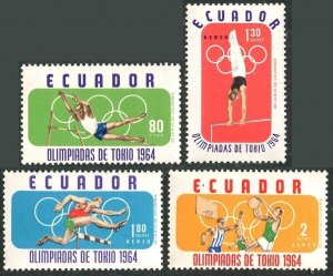 Ecuador 725,C432-C434, MNH. Mi 1158-1161. Olympic Tokio-1964. Basketball,Gymnast