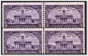 SC#838 3¢ Iowa Territory Block of Four (1938) MNH