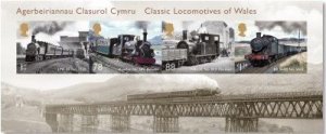 Great Britain United Kingdom 2014 Classic Welsh locomotives Trains  block MNH