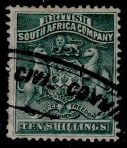 RHODESIA QV SG9, 10s deep green, USED. FISCAL