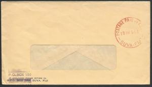 FIJI 1966 cover POSTAGE PAID IN CASH / SUVA cds in red.....................25766