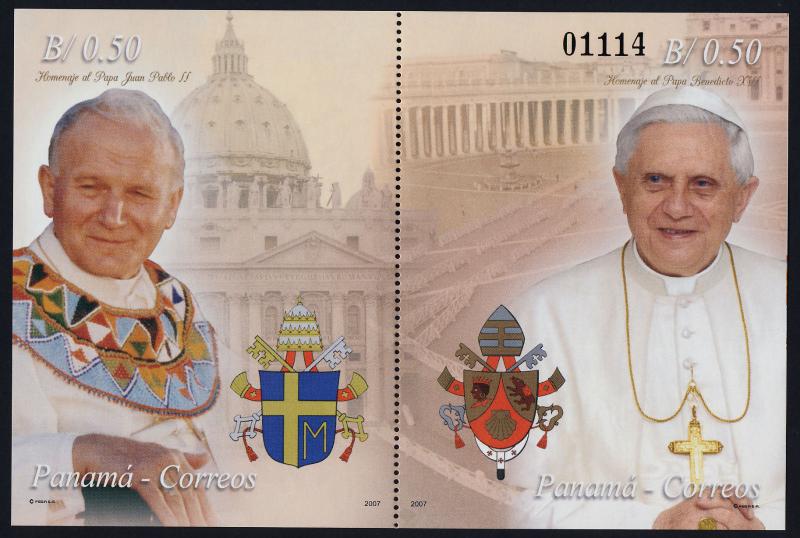 Panama 932 MNH Pope John Paul II, Pope Benedict XVI, Crest