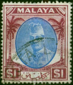 Kelantan 1951 $1 Blue & Purple SG79 Fine Used