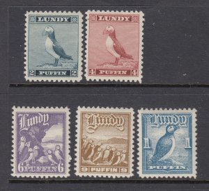 Great Britain - LUNDY - a few stamps with Puffins (Mint NEVER HINGED)